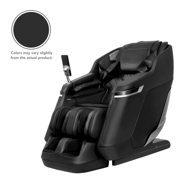 Sleek black Titan 4D ION massage chair showcasing its protective outer shell.