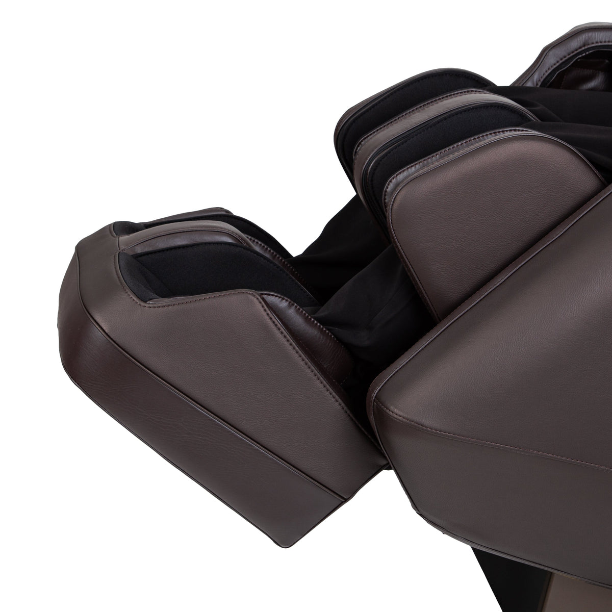 Enclosed footrest module featuring motorized automatic extension and foot rollers.